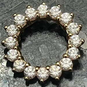 14k Solid Yellow Gold Simulated Diamond Diamonique Circle cz pendant vintage QVC